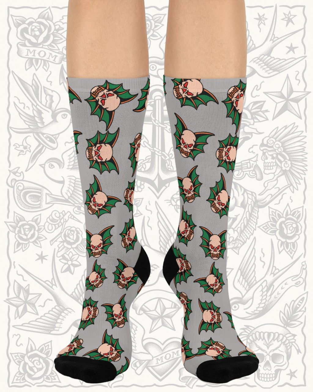 Winged Skull Socks