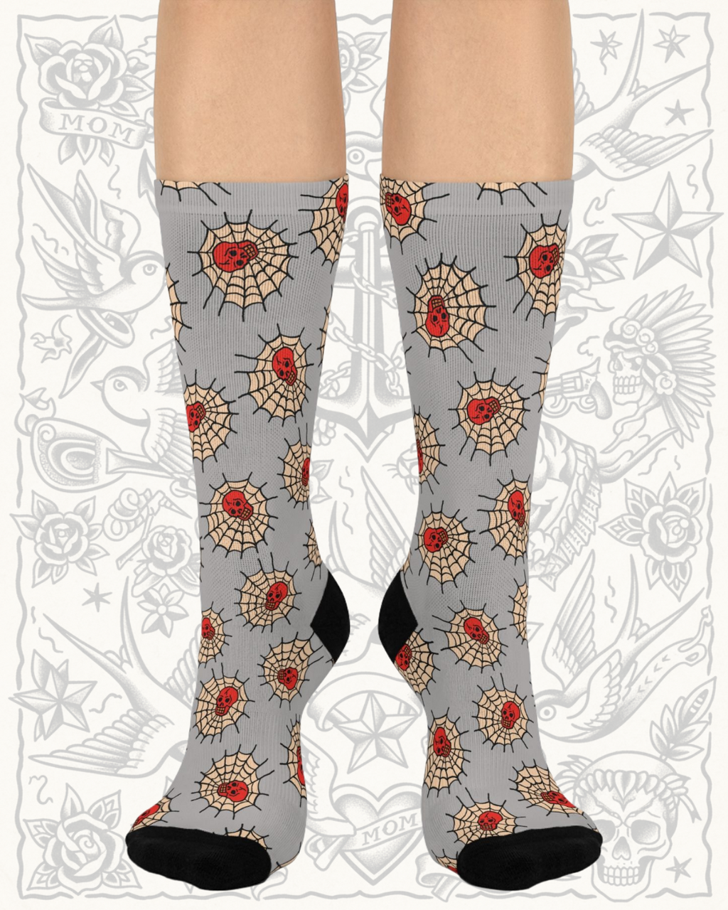 Spider Web Skull Socks