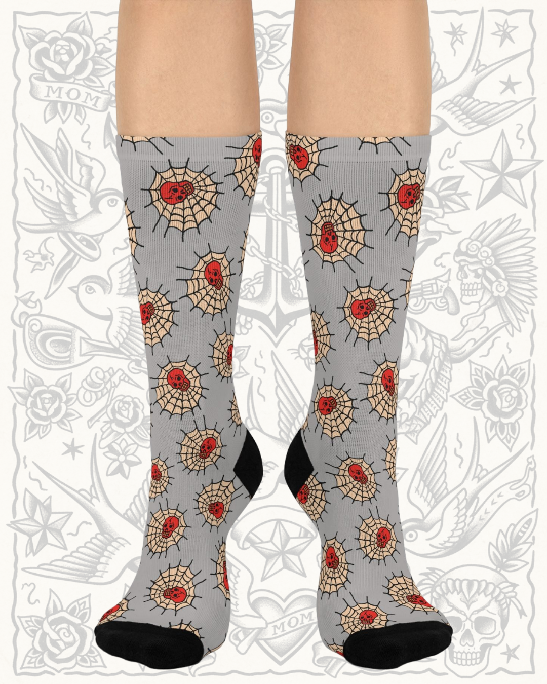 Spider Web Skull Socks